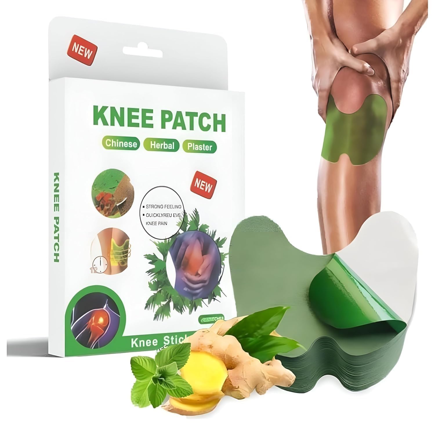 Herbal Knee Pain Relief Patch – Natural Wormwood Heating Pad (Pack of 10)